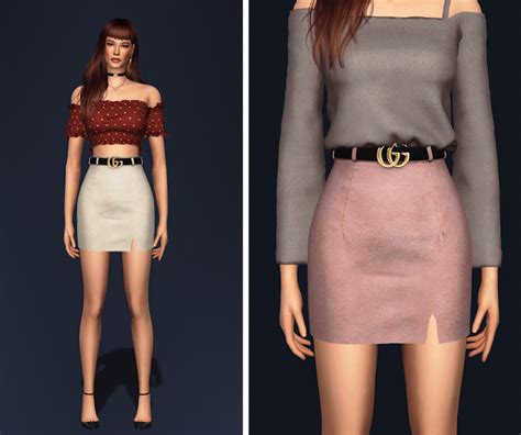 gucci 2014 leather trim skirt black|gucci skirt sims 4.